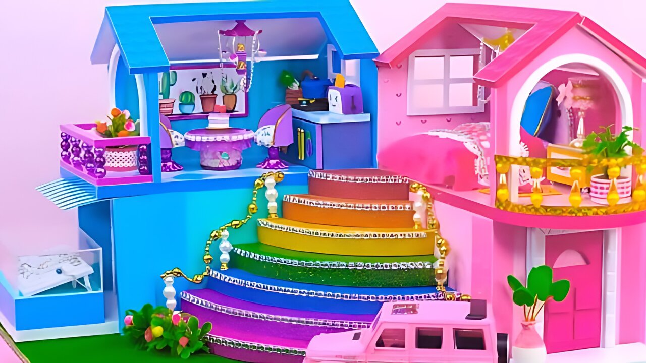 Building a Magical Rainbow Staircase for your Dollhouse!! #diy #cardboardhouse