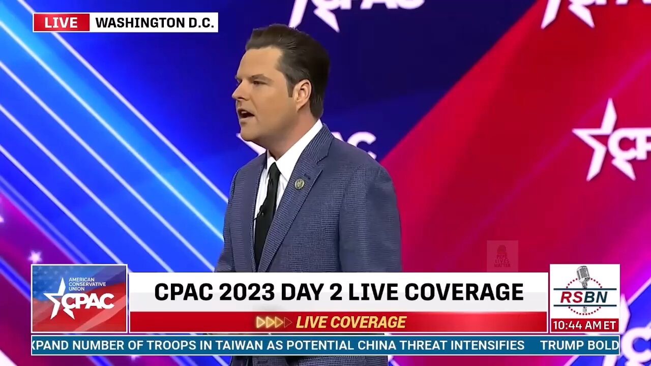 Matt Gaetz talks about defunding the FBI, CDC, ATF, and the DOJ at CPAC 2023