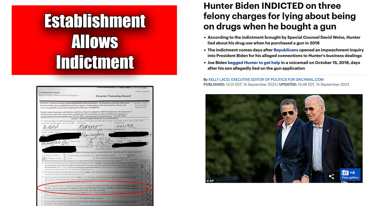 Hunter Biden Indicted On Three Felony Charges Related To Lying On 4473