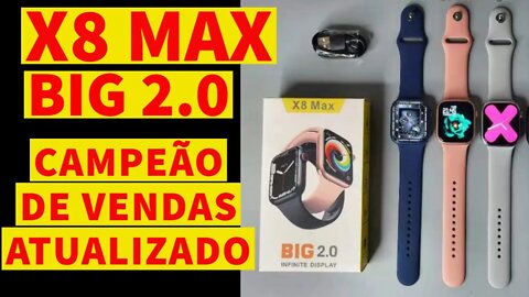 X8 MAX BIG 2.0 Smart Watch Tela Gigante campeão de vendas atualizado e barato pk x8 x7 t900 tk800