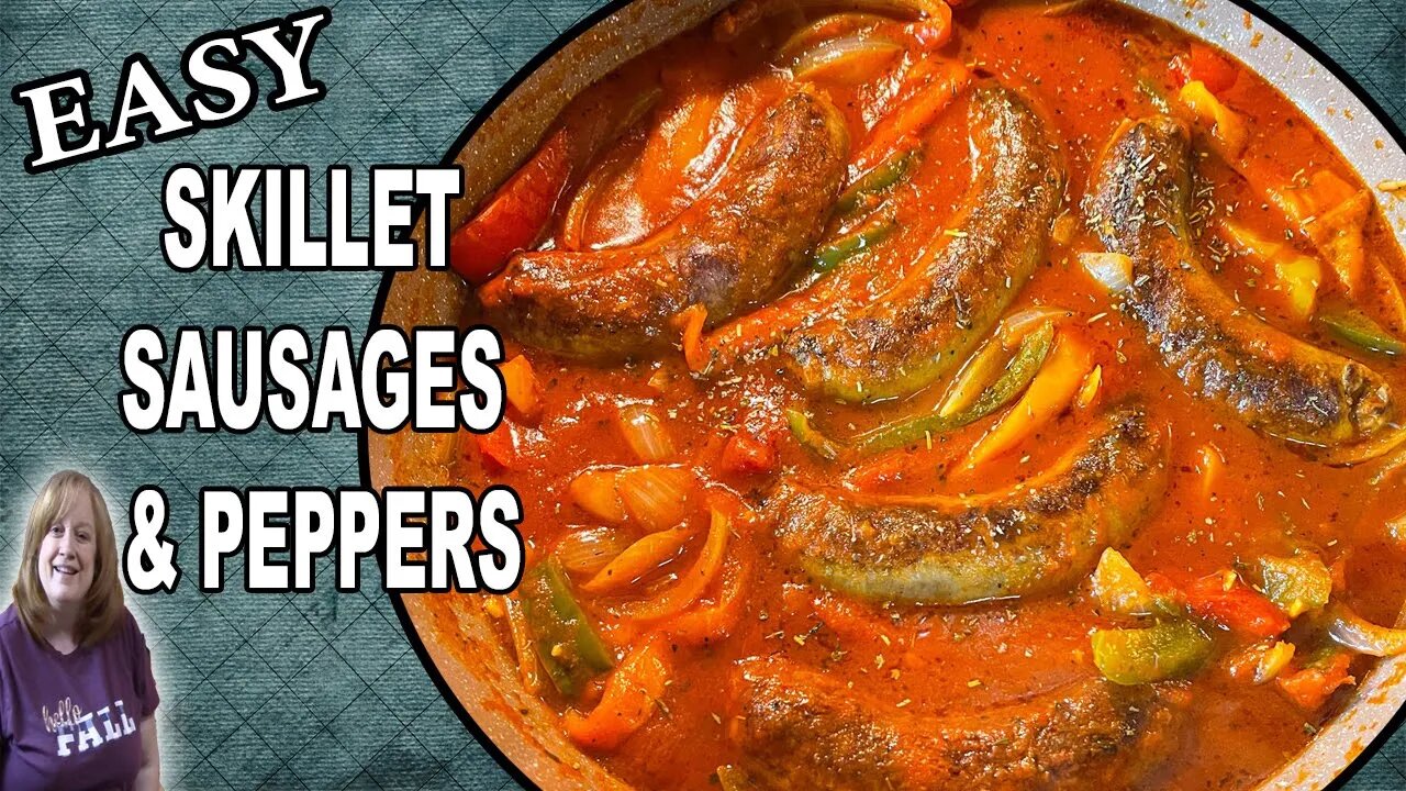 One Skillet SAUSAGES, PEPPERS, AND ONIONS Recipe | Perfect on a Hoagie Bun or over Mashed Potatoes