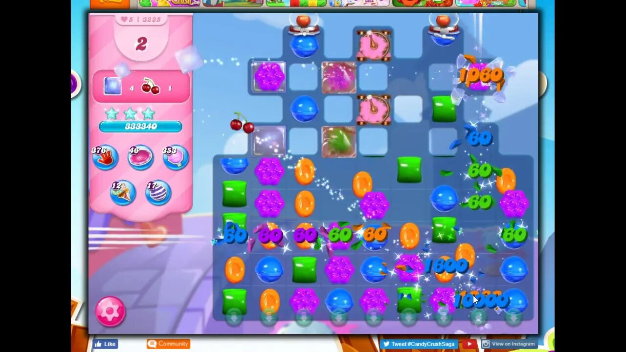 Candy Crush Level 3225 Talkthrough, 22 Moves 0 Boosters