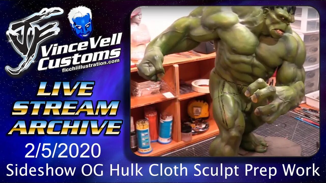 VinceVellCUSTOMS Live Stream - Sideshow OG Hulk Cloth Prep Work