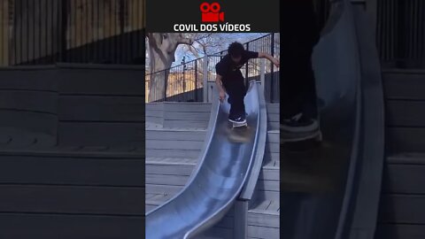 this guy decided to skate down the slide