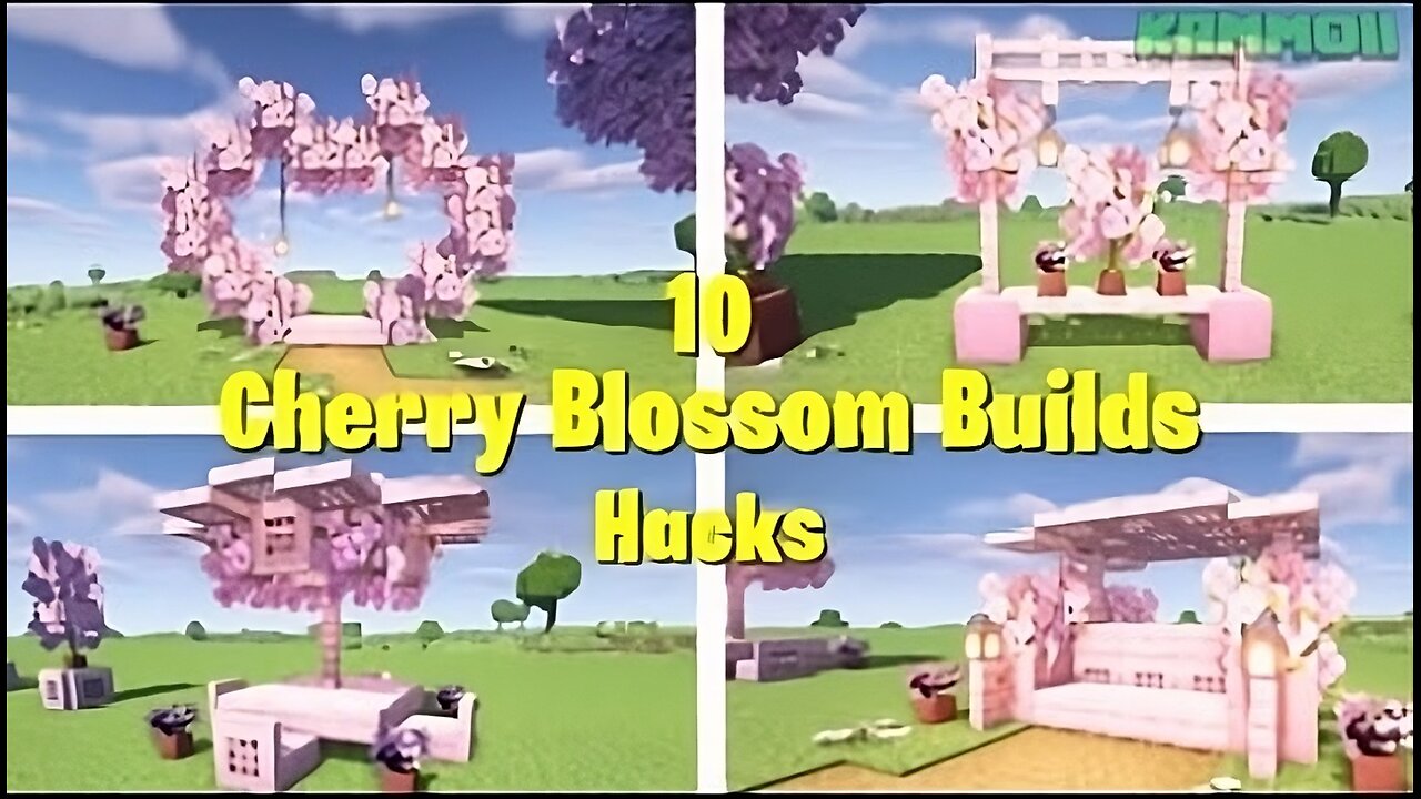 MINECRAFT: Cherry Blossom Build Hacks | 10 Cherry Blossom Build Ideas/Hacks/Tricks | Tutorial