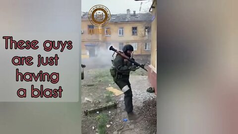 Chechen troops having too much fun. Very high troop moral. What the media won't show you.