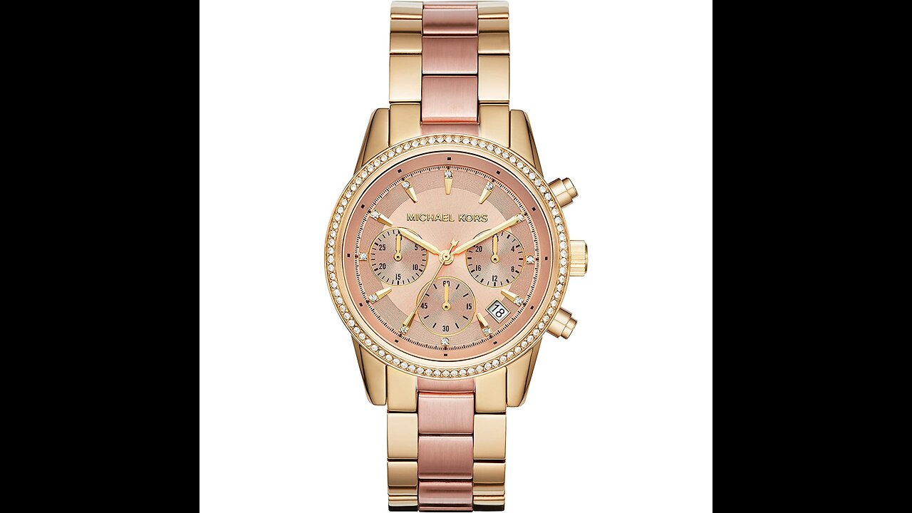 Michael Kors Women's Ritz Stainless Steel Watch With Crystal Topring