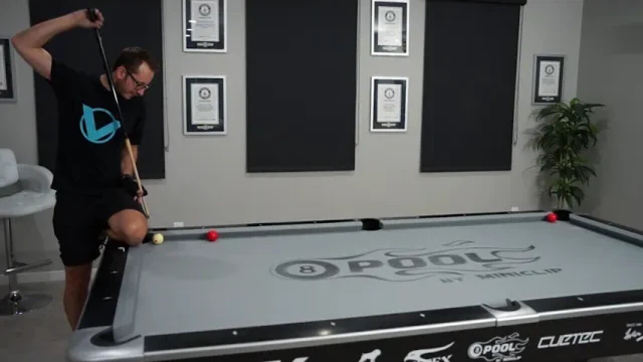 DAILY Pool Trick Shot - DAY 8- Long Rail Jump Masse!! - Venom Trickshots