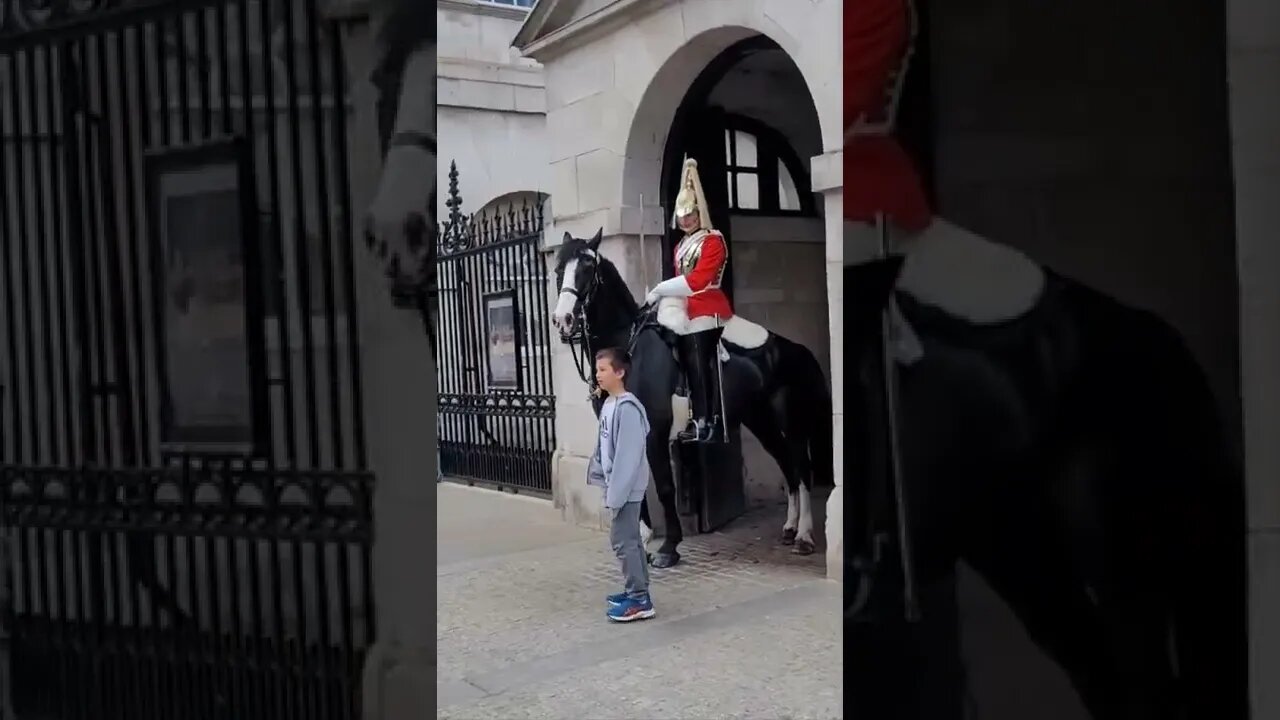 The Queen's guard shouts at young boy #horseguardsparade