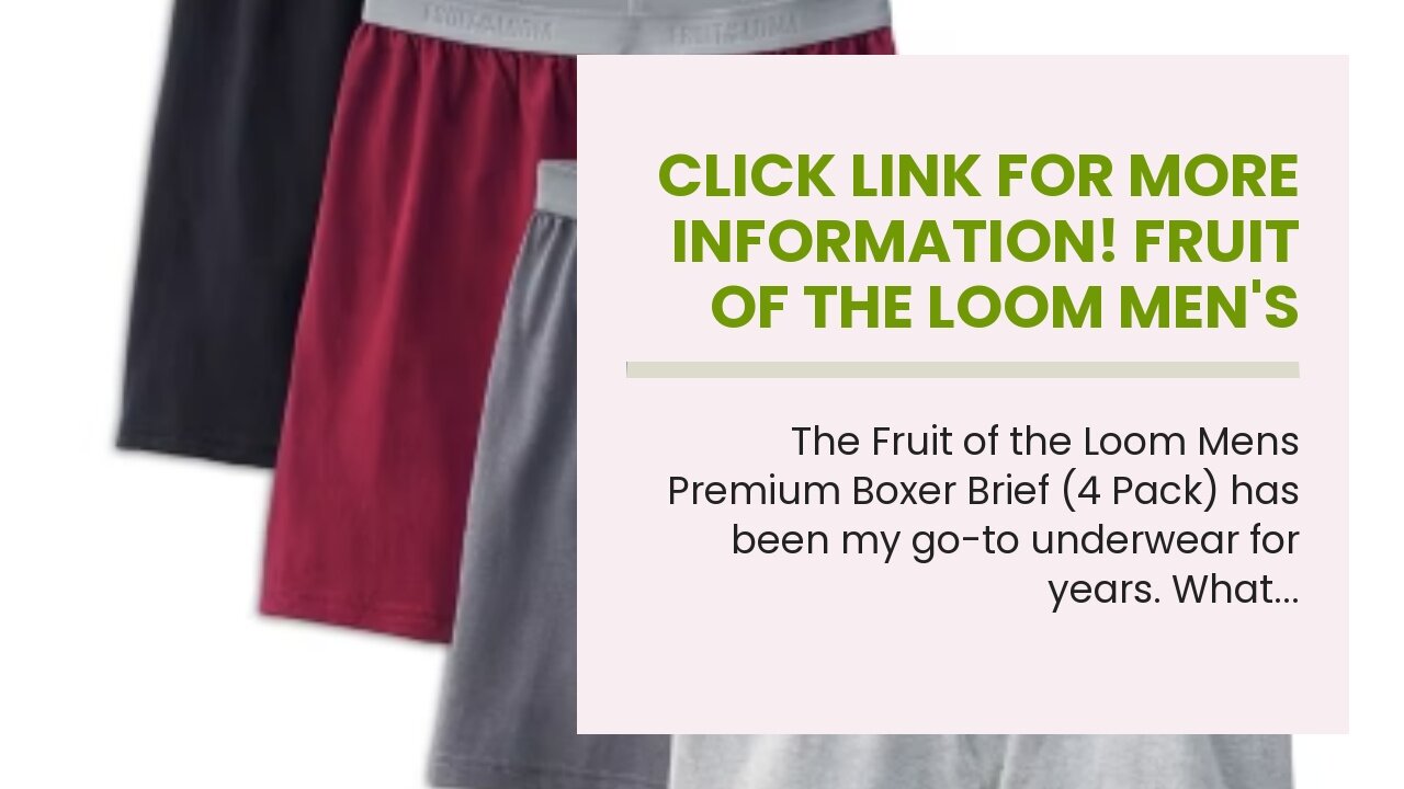 Click link for more information! Fruit of the Loom Men's Premium Boxer Brief (4 Pack)