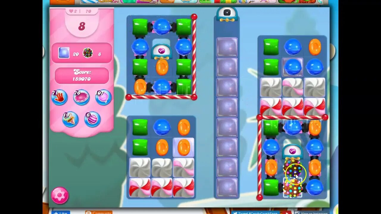 Candy Crush Level 4876 Talkthrough, The End of the Winter Festival! Level 70, Prize Reveal, Yay!