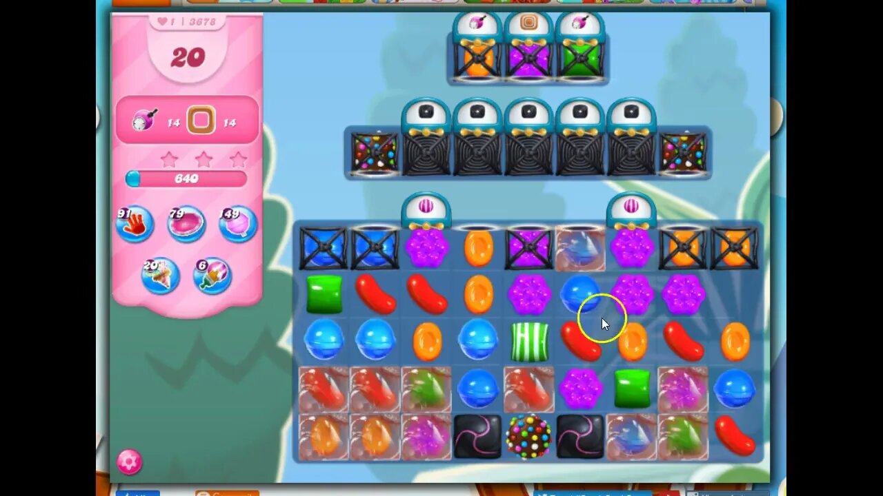 Candy Crush Level 3678 Talkthrough, 22 Moves 0 Boosters