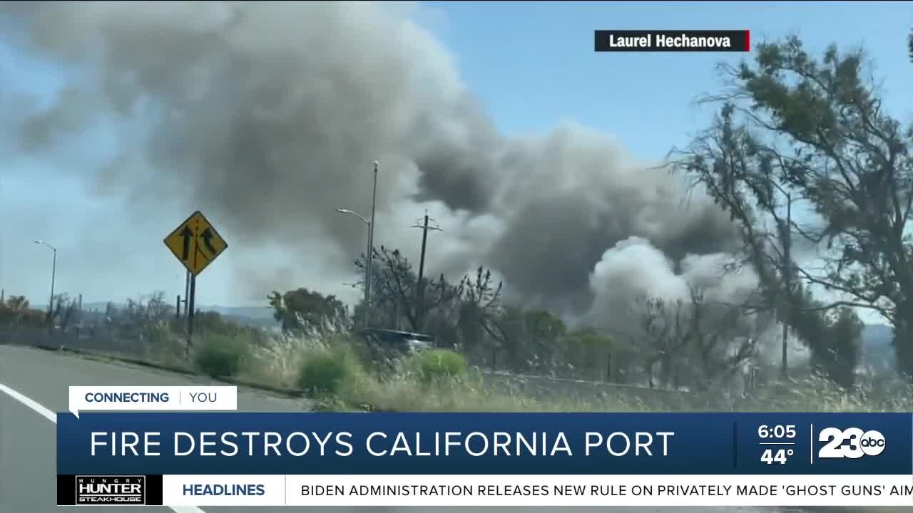 Fire destroys California port