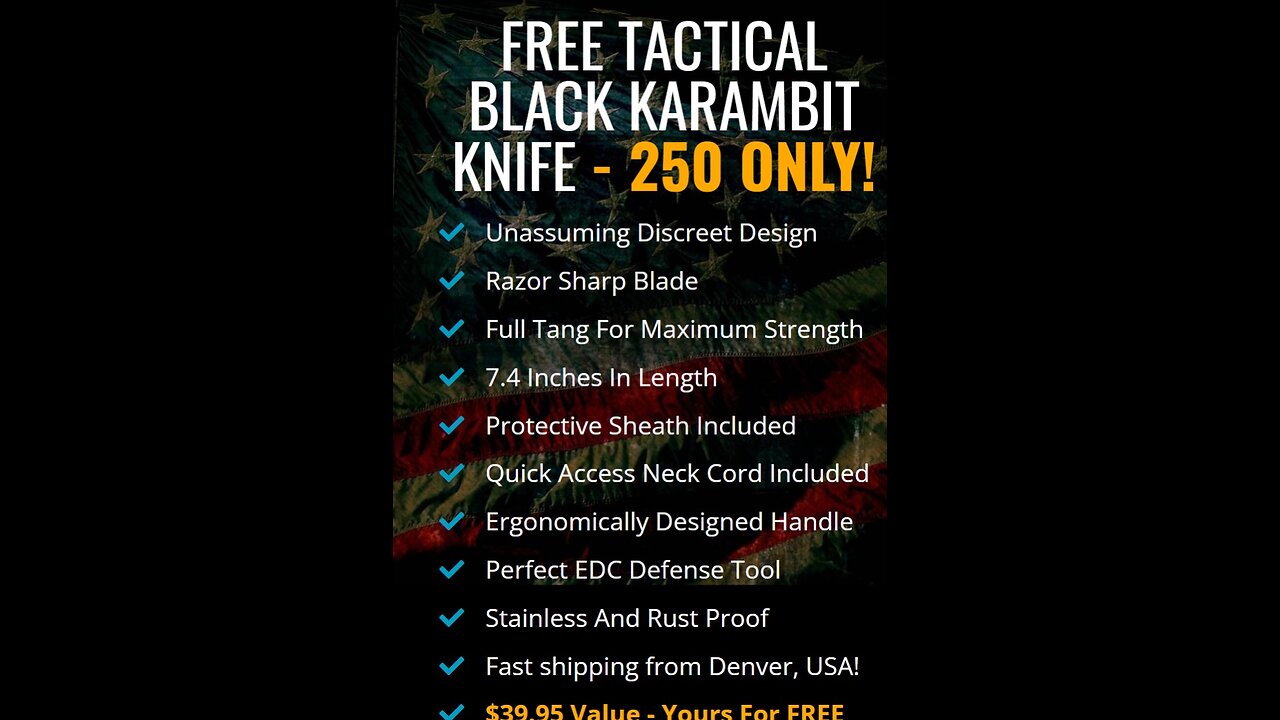 FREE TACTICAL BLACK KARAMBIT KNIFE NEW.