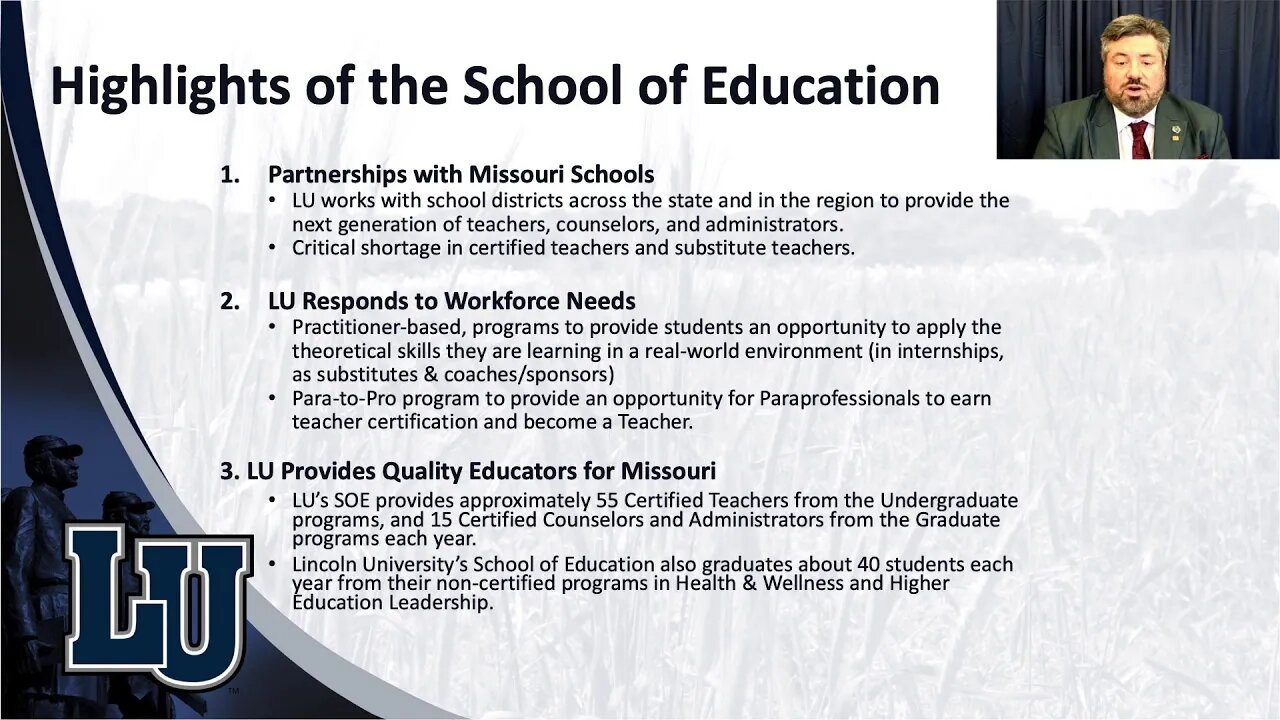 Dean School of Education - Chad Kish for LU Day at the Missouri Capitol (Virtual) Feb 2021