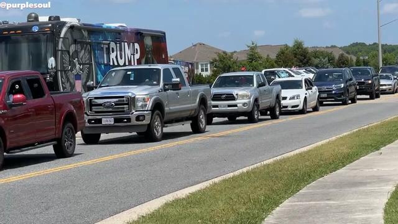 Patriots on their way to the Donald J. Trump rally in Chesapeake, Virginia.