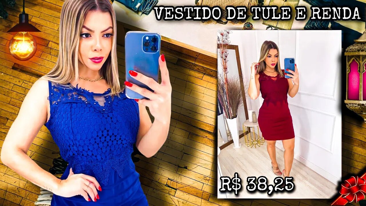 vestido de Festa Feminino de Tule e Renda de bojo/@shopee