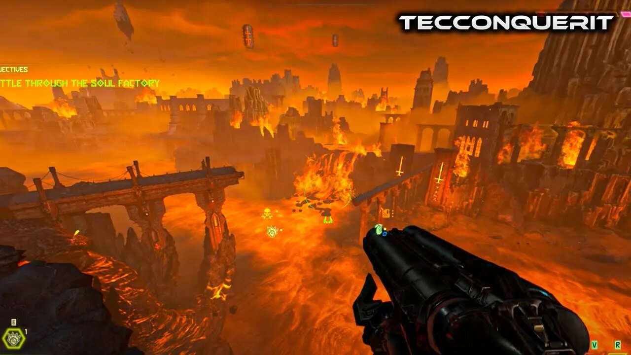 DOOM Eternal POV of the Nekravol Hell City & Castle above