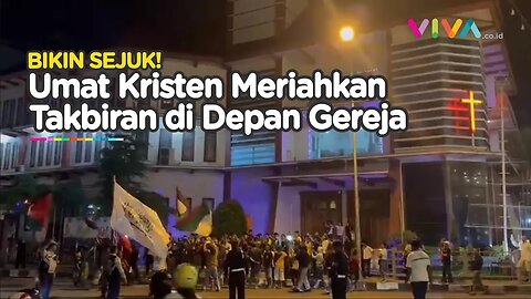 Toleransi Umat Kristen Meriahkan Malam Takbiran di Depan Gereja Silo