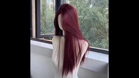 Red Wig Long Straight Lace Front Wig for Woman