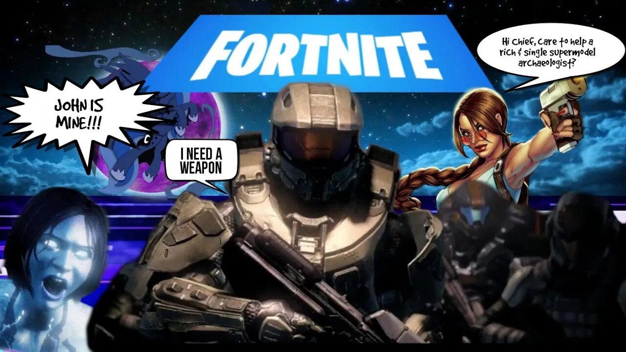 Master Chief finds a new Waifu LAURA CROFT?! / Fortnite