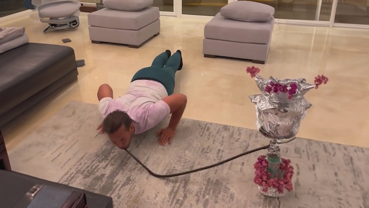 Tristan Tate Doing Push-Ups While Smoking Shisha