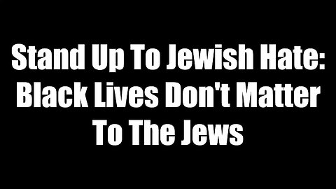 Stand Up To Jewish Hate - Black Lives Don't Matter To The Jews