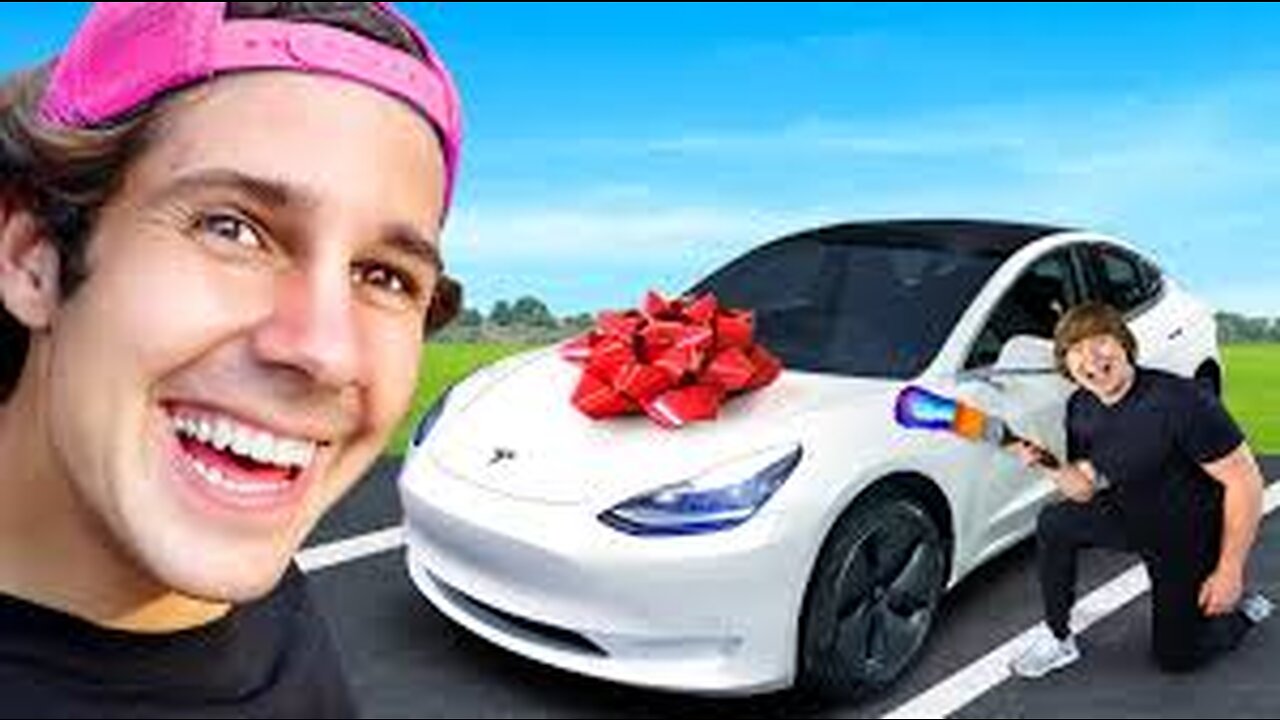 I Surprised David Dobrik With Custom Tesla!