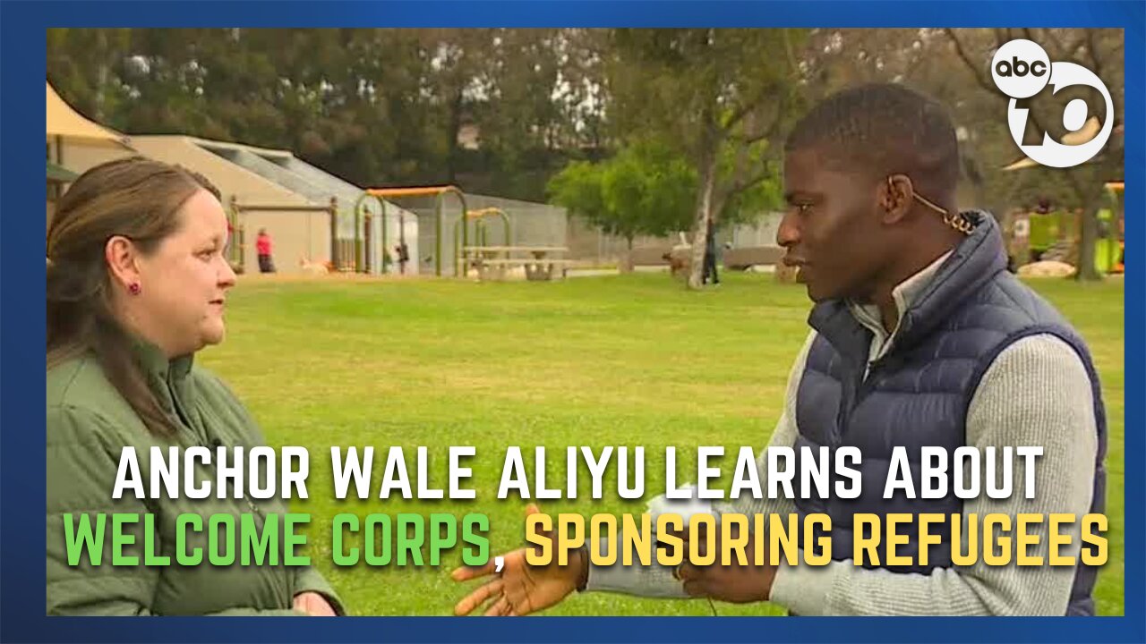 Anchor Wale Aliyu learns more about Ranch Peñasquitos families' efforts to support refugees