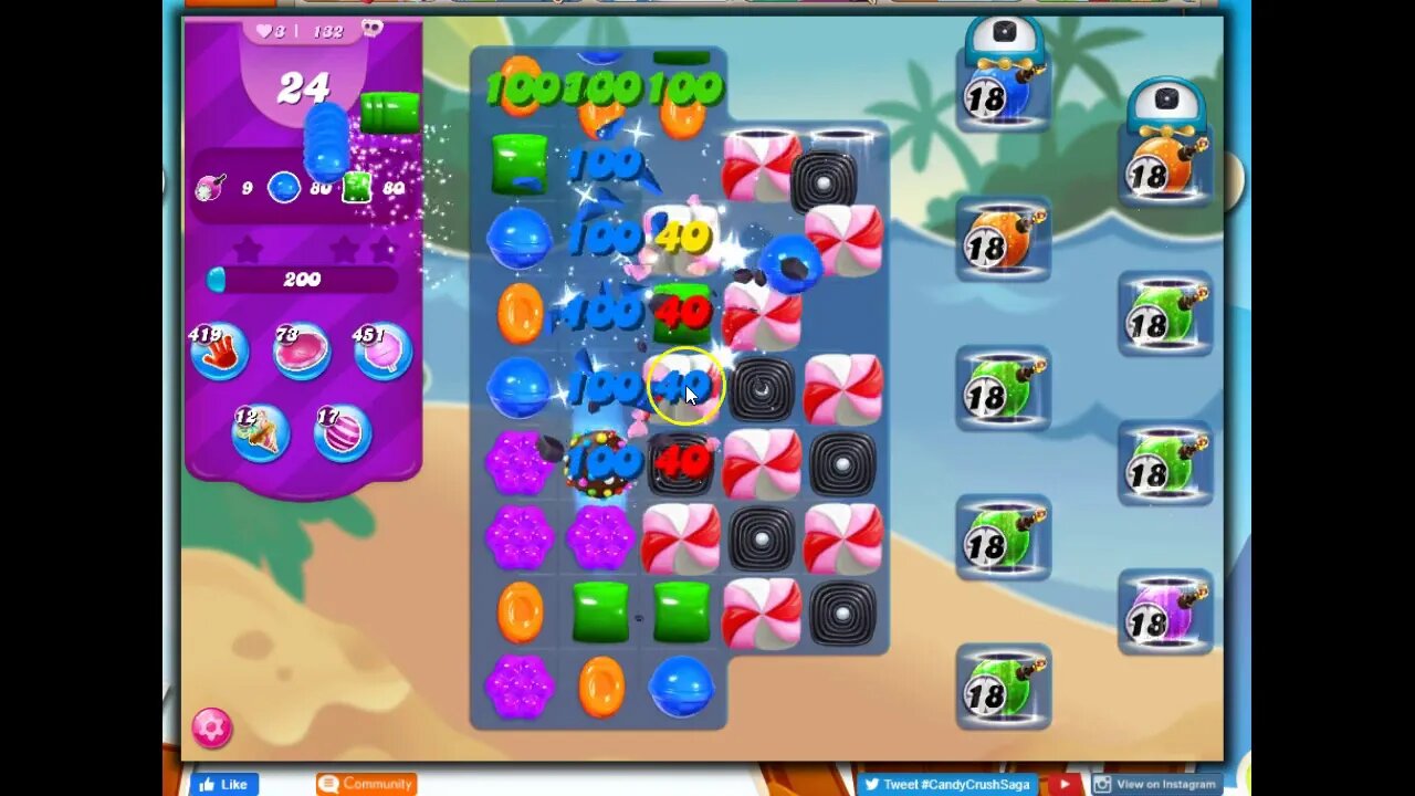 Candy Crush Level 132 Talkthrough, 25 Moves 0 Boosters