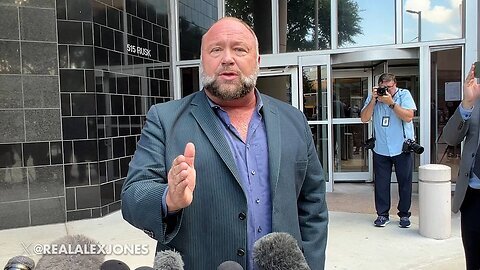 Alex Jones Gives Press Conference At Federal Courthouse in Houston