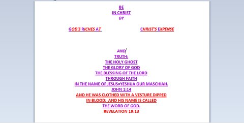 I AM THE CHURCH IN SPLENDOR--OUR DEVOTION AND PROTECTION, PRESERVATION AND PROVISIONS...