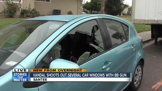 Vandal shoots out car windows with BB gun in Santee