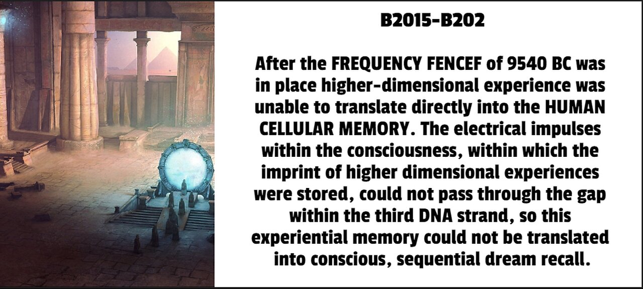 After the FREQUENCY FENCEF of 9540 BC was in place higher-dimensional experience was unable to trans