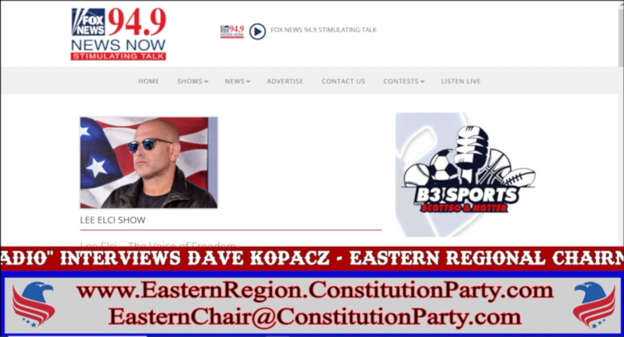 Lee Elci of Voice of Freedom Radio Interviews Dave Kopacz of the Constitution Party