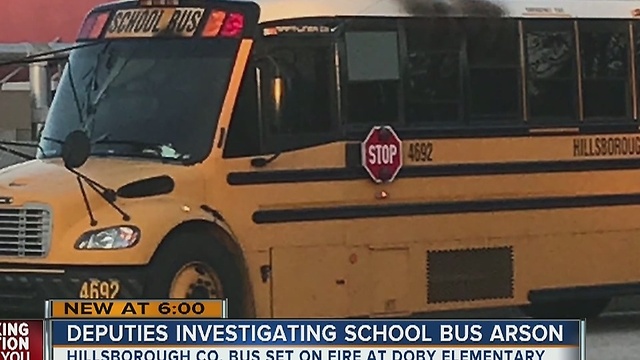 Hillsborough deputies investigate arson after school bus set on fire