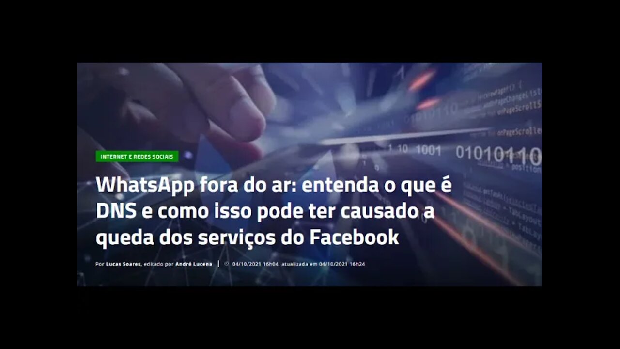 🤣 FORÇARAM! Olhar Digital queda do whatsapp, facebook e Instagram pode ser por causa de DNS