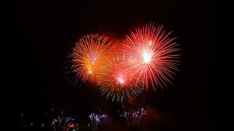 Colorful Fireworks Exploding in Night Sky