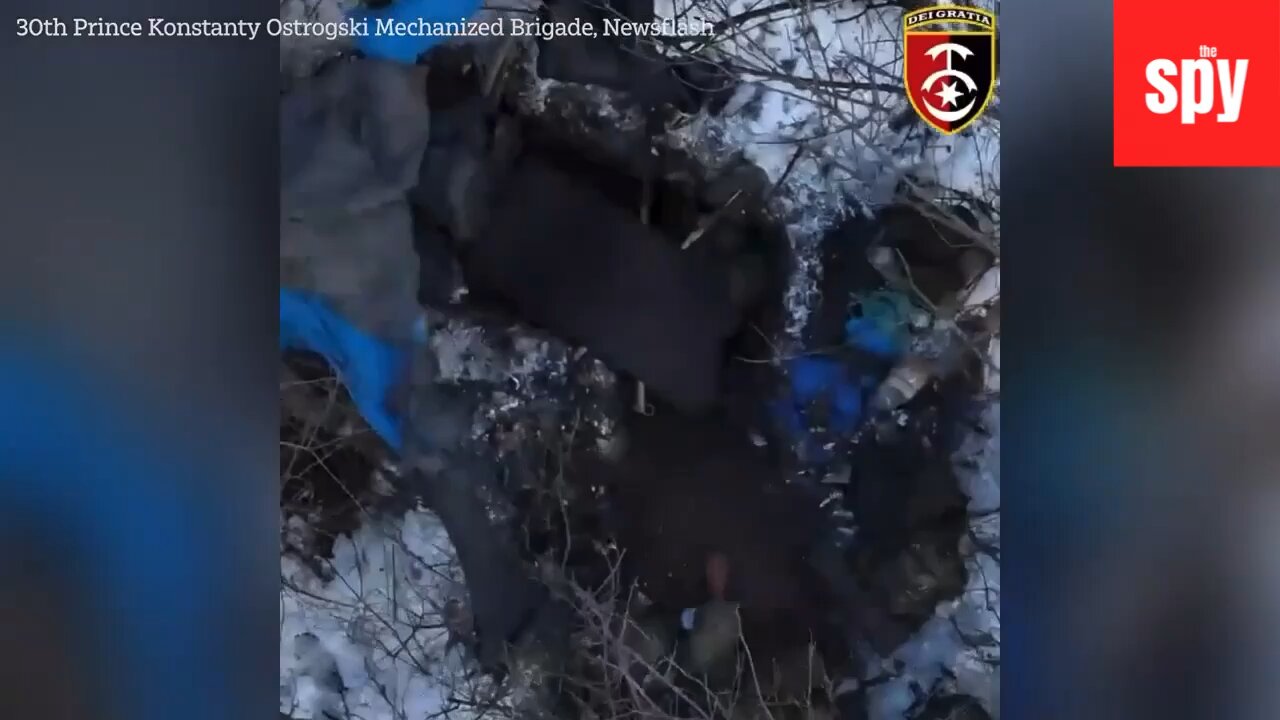 Ukrainian Drone Drops Multiple Bombs Into Russian Soldiers Trench