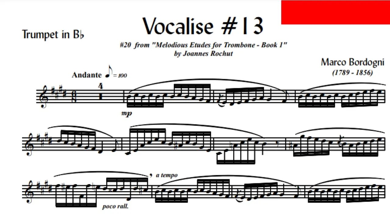 🎺🎺 [TRUMPET VOCALISE ETUDE] Marcos Bordogni Vocalise for Trumpet #13 (Demo Solo and play-along)