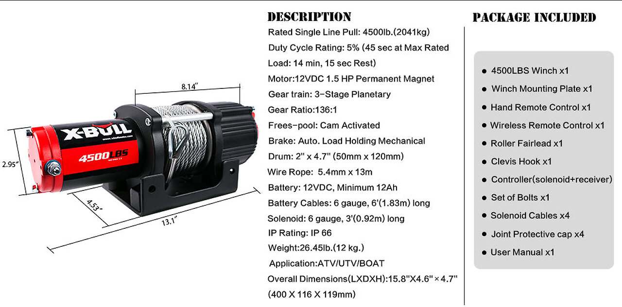 Review X-BULL 12V 4500LBS Steel Wire Electric Winch for Towing ATVUTV Off Road with Mounting B...