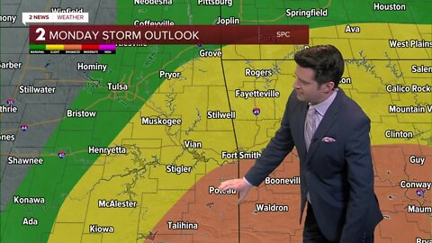 Strong to severe storms in the area on Monday