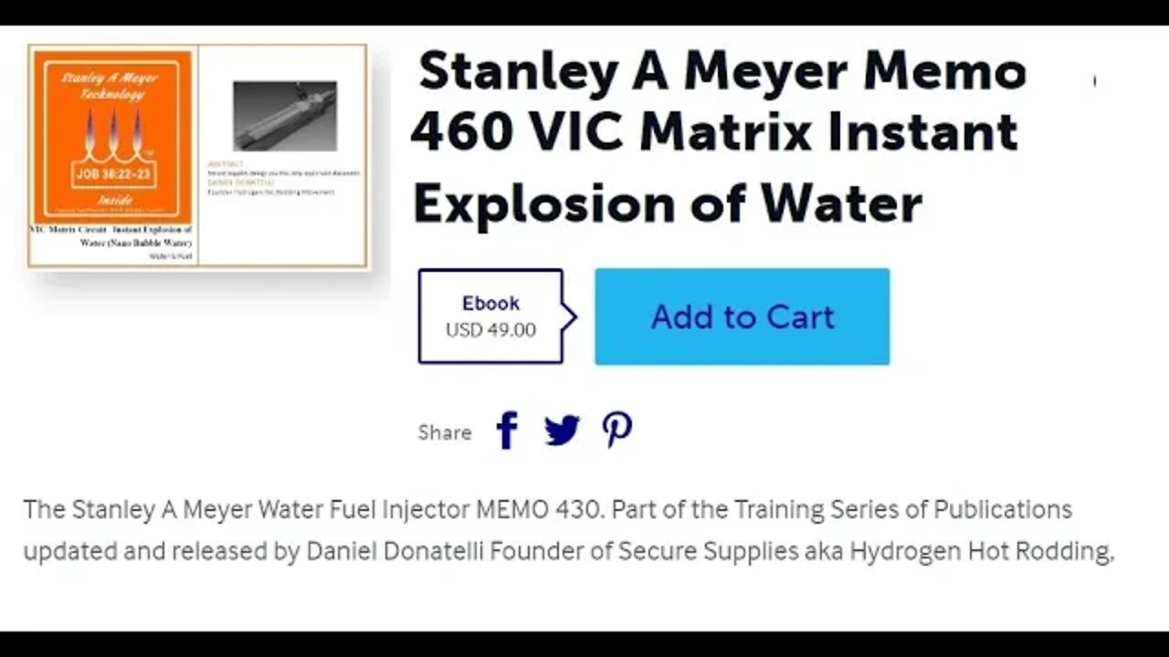 Stanley A Meyer MEMO 460 Water fuel Gas Prices Oil Hydrogen USA Eu Updates shortage