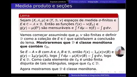 Medida e Integração: Integração em espaços produto. Seções.