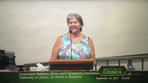 MAUI Gov Ethics Transparency Committee 9-18-23 Testifier 1