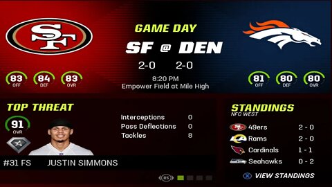 Madden 23 Game 3 49ers Cpu Vs Broncos Cpu Franchise