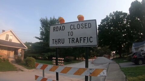 Walking on route 42 in Mooresville Indiana during construction