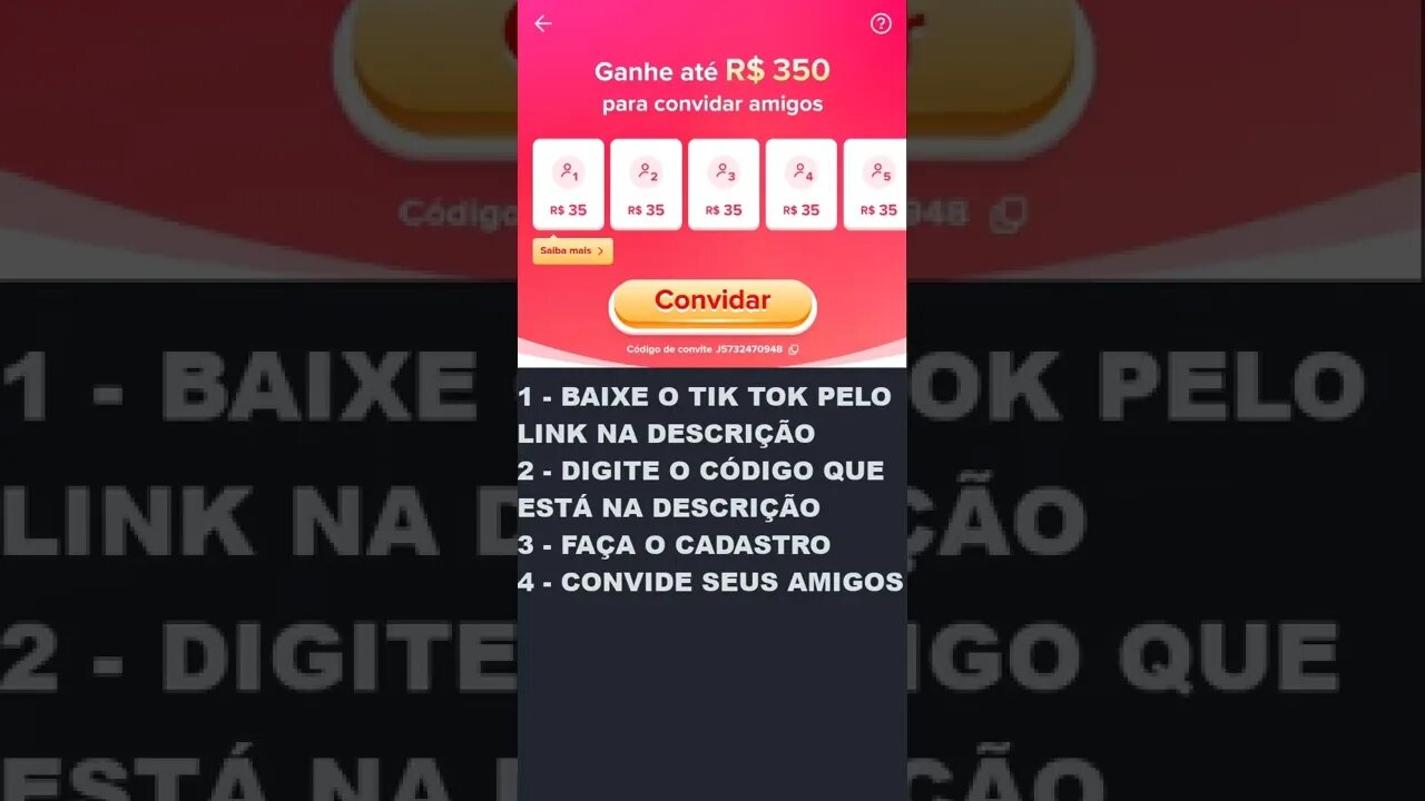 GANHE R$350,00 REAIS NO TIK TOK