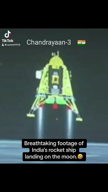 Breathtaking footage of India's rocket ship landing on the moon.