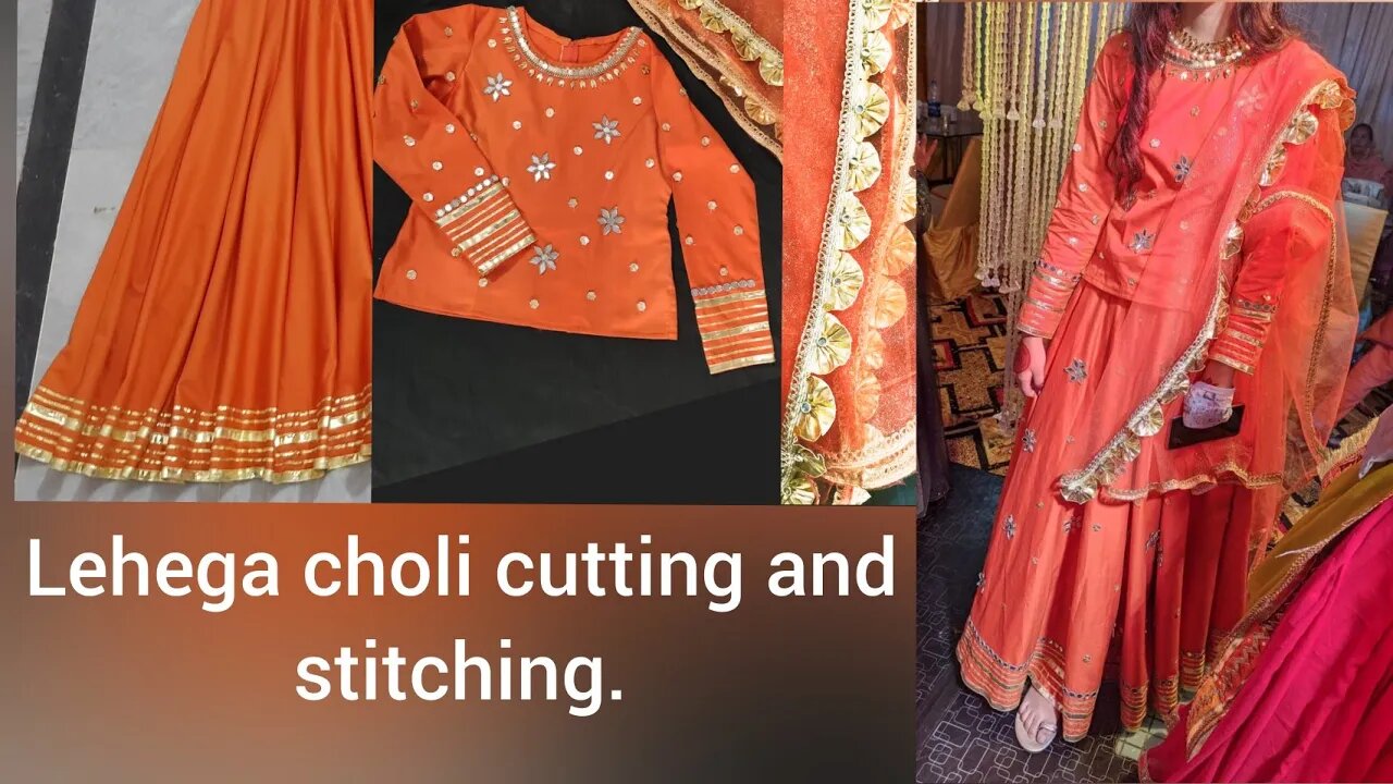 Long choli blouse for lehenga cutting and stitching.